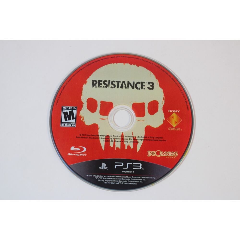 Resistance 3 (Sony PlayStation 3, 2011, PS3) Authentic, disc only, tested
